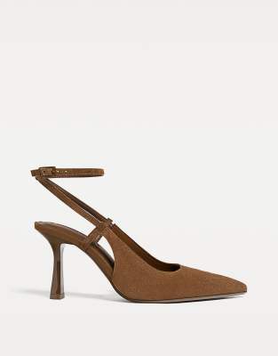 Stradivarius - Schuhe aus Spaltwildleder in Beige mit Absatz-Neutral