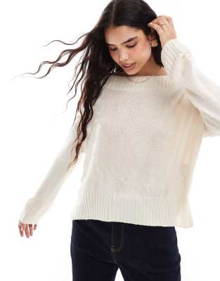 Stradivarius - Schulterfreier Pullover in Beige-Neutral