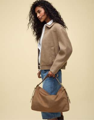 Stradivarius - Schultertasche in Beige mit Ringdetails-Neutral