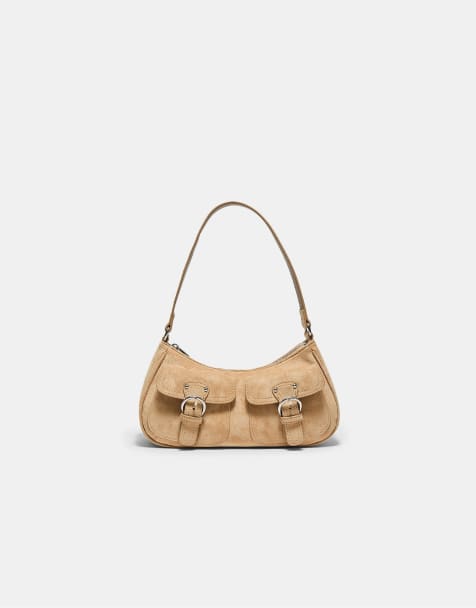 Stradivarius – Schultertasche in Karamell mit Taschen - view 1