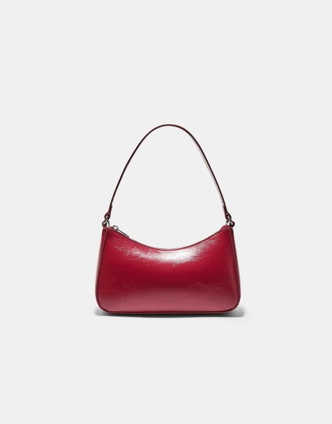 Stradivarius – Schultertasche in Rot mit Kettendetail - view 1