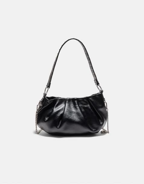 Stradivarius – Schultertasche in Schwarz mit Falten- und Riemendetail - view 1