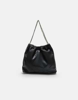 Stradivarius - Schultertasche in Schwarz mit Kette