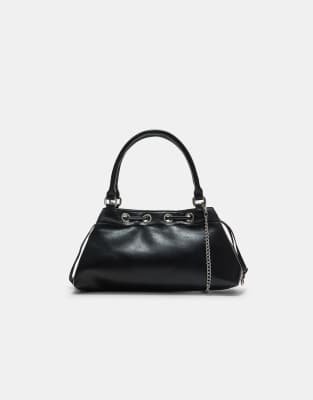 Stradivarius - Schultertasche in Schwarz mit Ösen