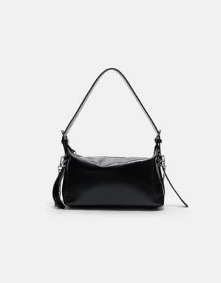 Stradivarius - Schultertasche in Schwarz mit Riemendetail