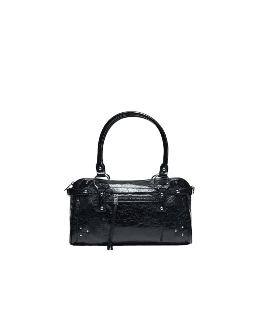 Stradivarius Schultertasche mit Nieten in Schwarz, 4 von 4