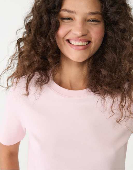 Stradivarius schweres T-Shirt in regulärer Passform in Pastellrosa, 4 von 7