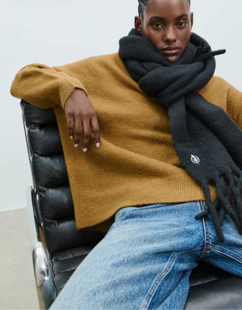 Stradivarius - Sciarpa basic nera tinta unita - view 1