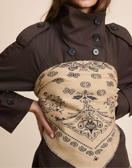 Stradivarius sciarpa effetto cachemire color pietra, 3 di 4