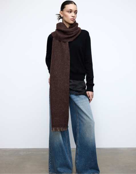 Stradivarius - Sciarpa marrone a contrasto - view 1