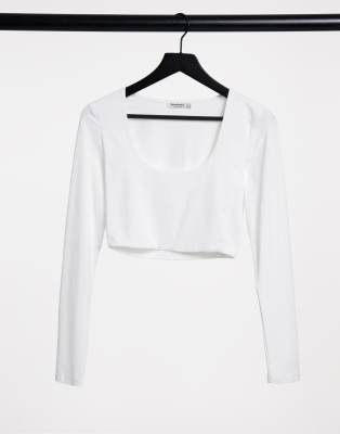 plain white long sleeve crop top
