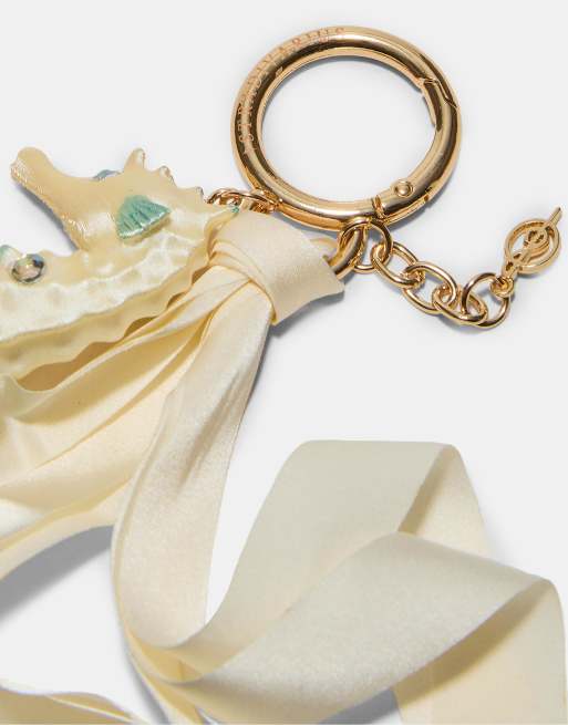Stradivarius Seahorse charm key ring in white, 3 of 3