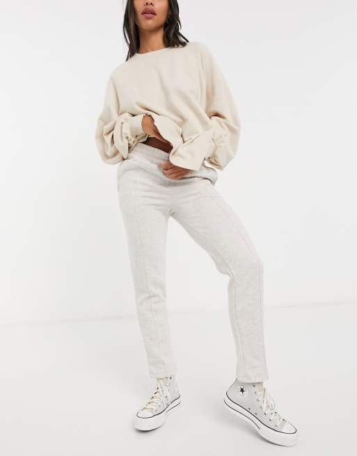 Stradivarius seam detail jogger in stone
