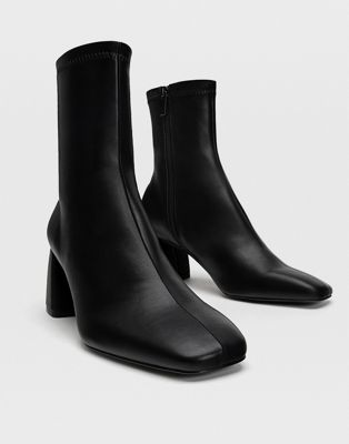 Stradivarius seam front mid heel boots in black - ASOS Price Checker