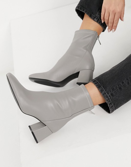 Stradivarius seam front mid heel boots in grey