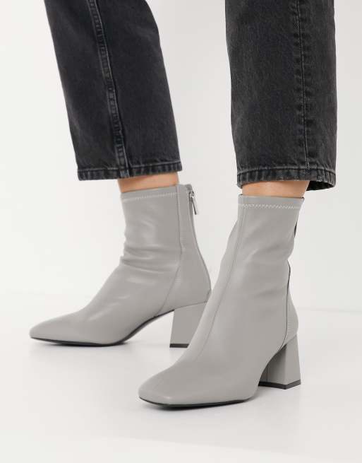 Grey block outlet heel booties