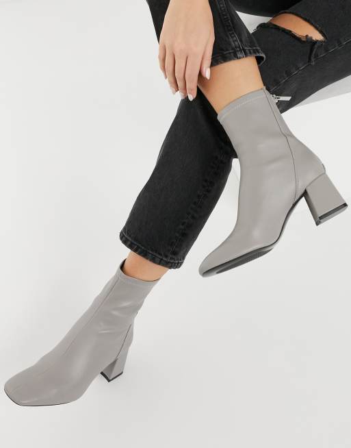 Grey low shop heel boots