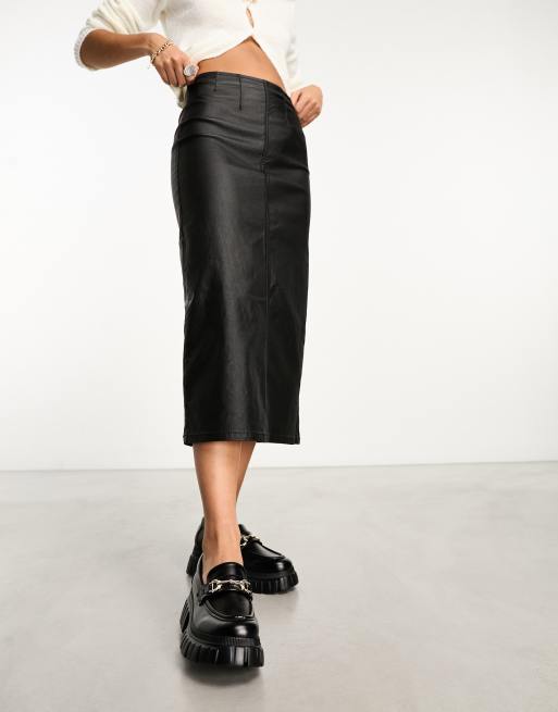 Leather midi outlet skirt stradivarius