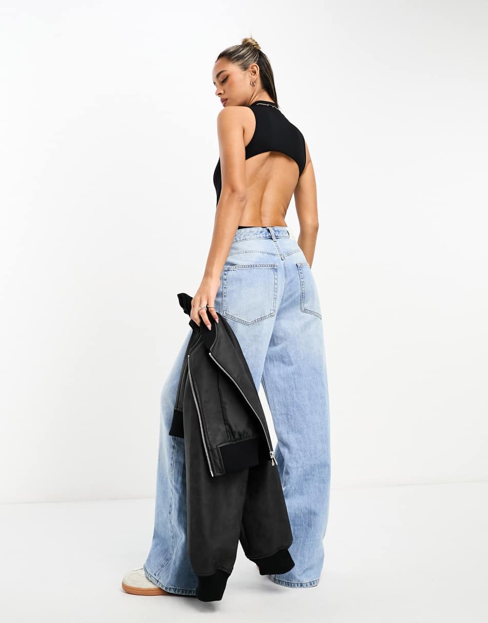 Stradivarius seamless black denim skirt