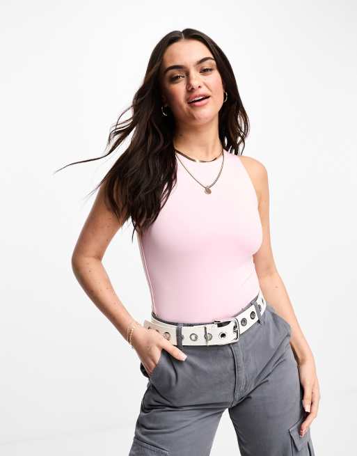 Stradivarius seamless bodysuit in pink