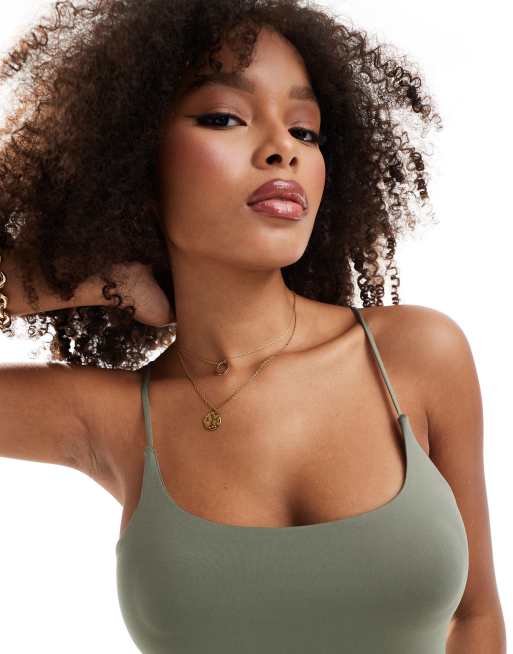 Stradivarius seamless cami bodysuit in sage