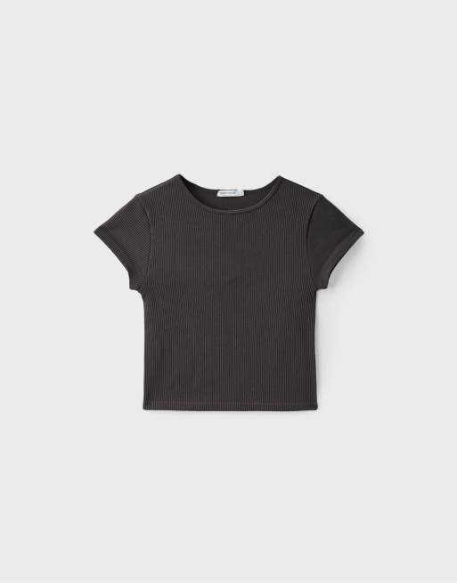 Stradivarius Seamless cropped t-shirt in brown, 5 of 6