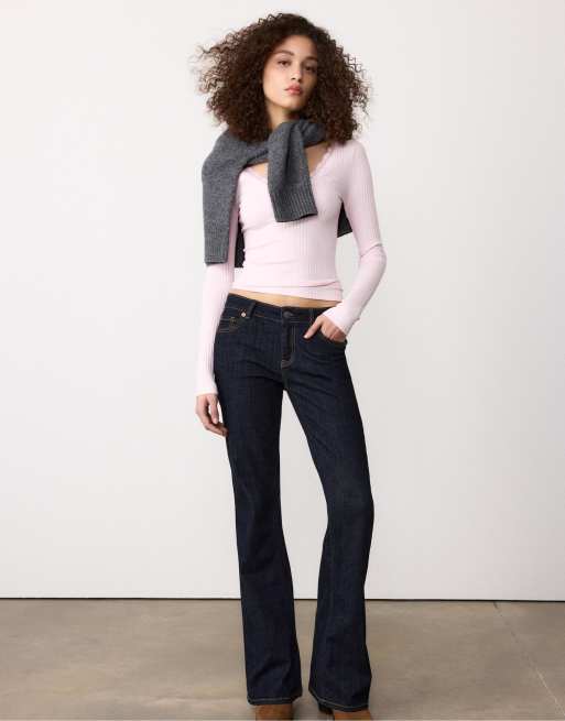 Stradivarius Seamless lace top in salmon pink, 4 of 4