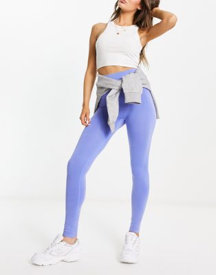 seamless legging with deep waist in washed blue