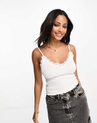 Stradivarius seamless ribbed jersey top in white