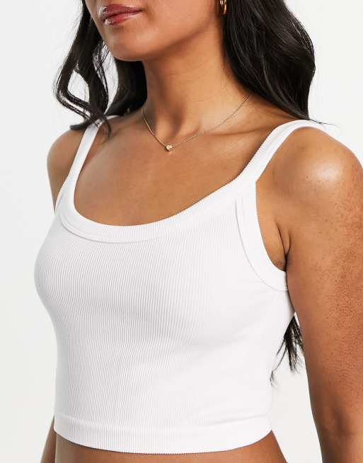 Stradivarius seamless ribbed cami top 2 pack in black & white