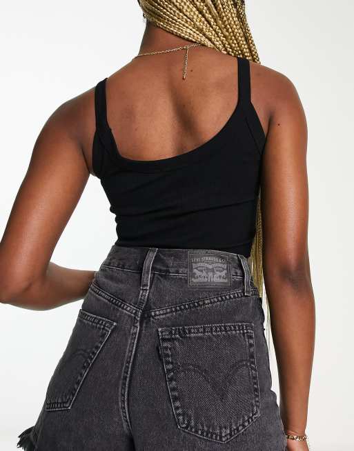 Stradivarius seamless black denim skirt