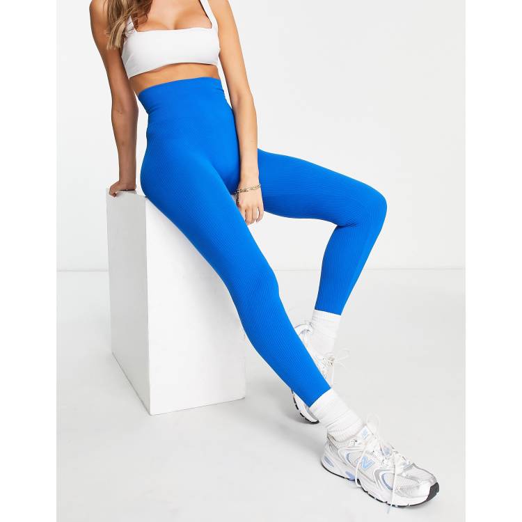 Stradivarius seamless ribbed leggings in slate blue