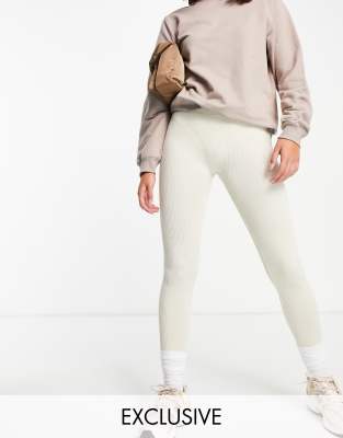 beige rib leggings