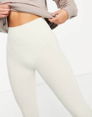 beige rib leggings