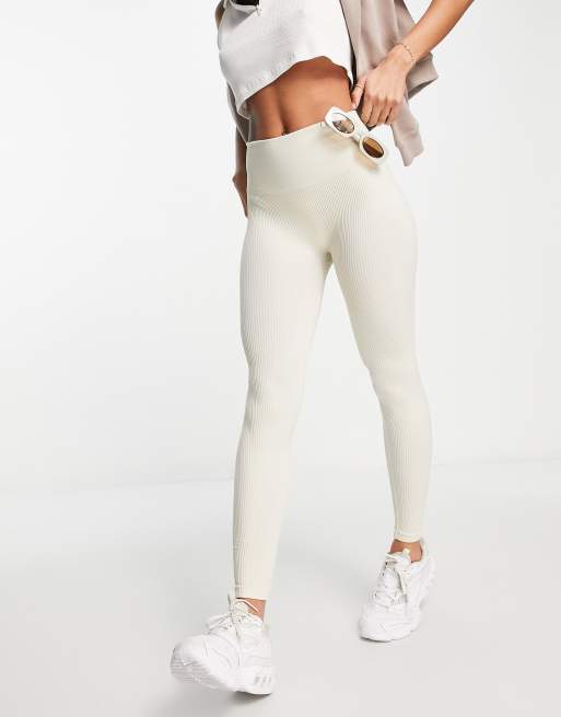 Chunky Rib Leggings - Beige