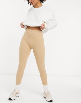 beige rib leggings