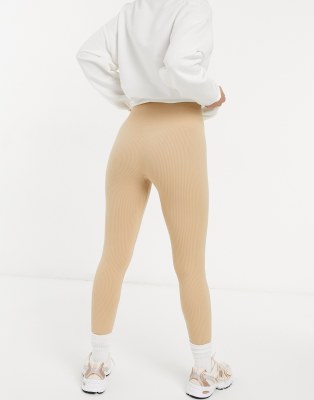 Stryde Amber Ribbed Leggings in Beige