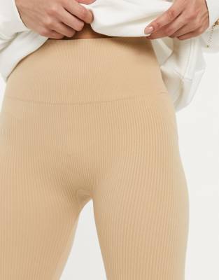 ribbed beige leggings