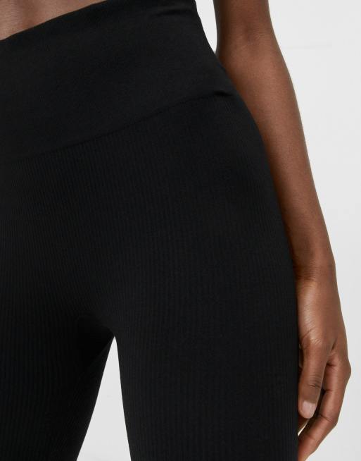 Stradivarius seamless ribbed leggings in black