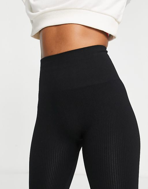 Stradivarius seamless ribbed leggings in black