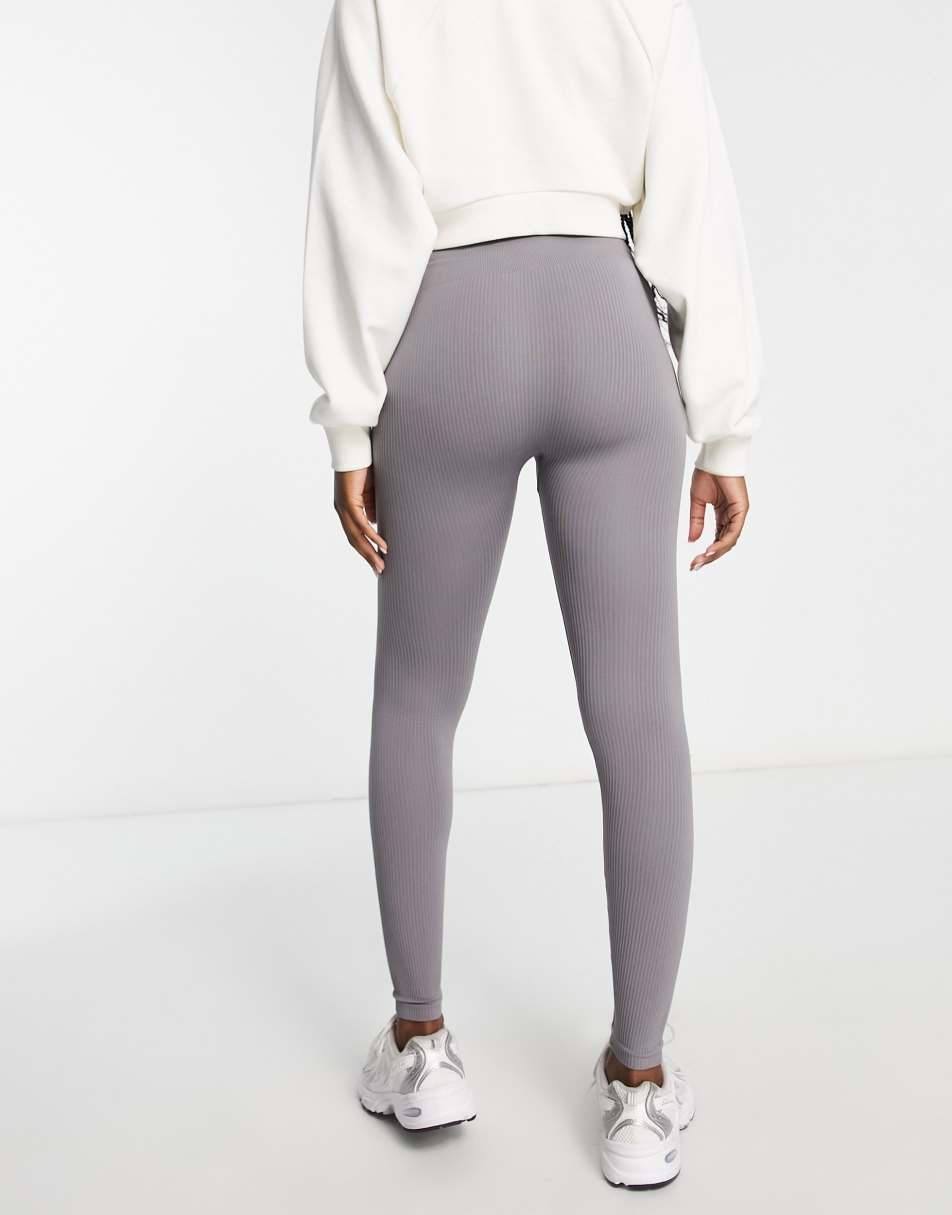 Stradivarius seamless ribbed leggings in black