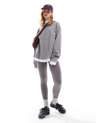 seamless ribbed leggings in charcoal-Gray