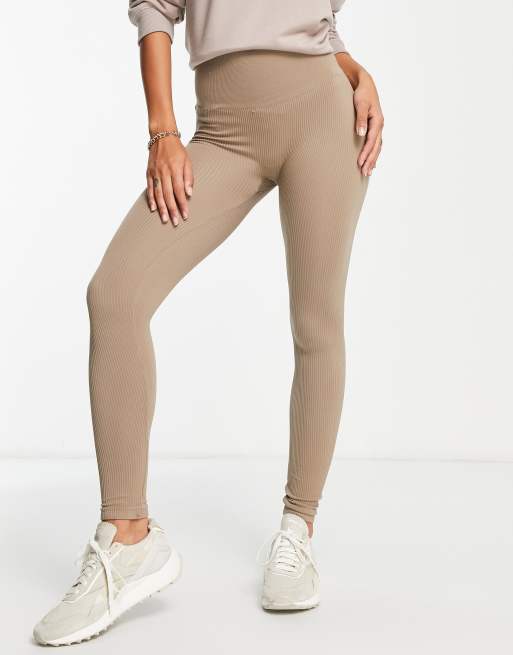 Stradivarius NAHTLOSE - Leggings - Trousers - khaki - Zalando