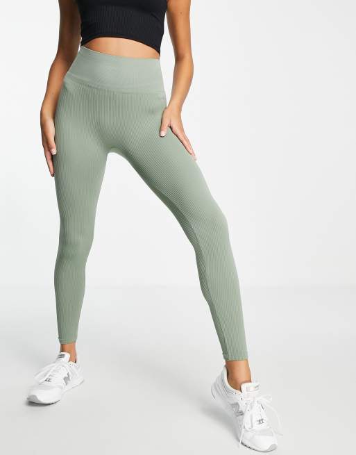 Stradivarius seamless ribbed leggings co-ord in lemon