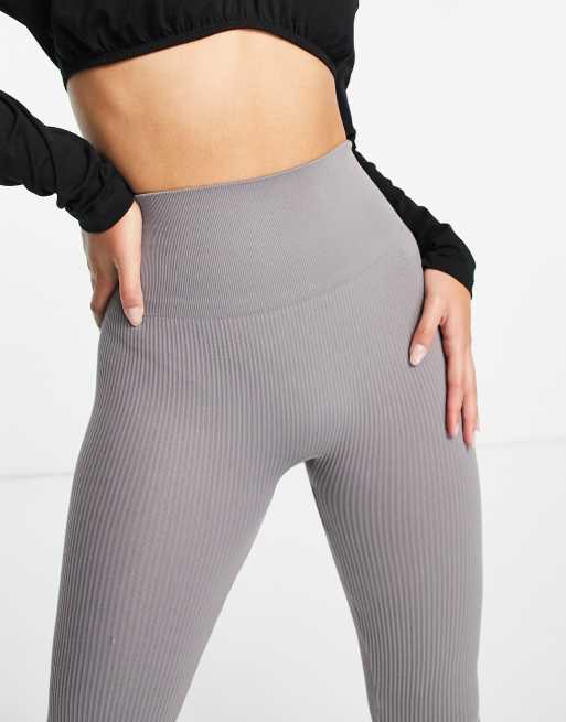 Stradivarius seamless ribbed leggings in slate