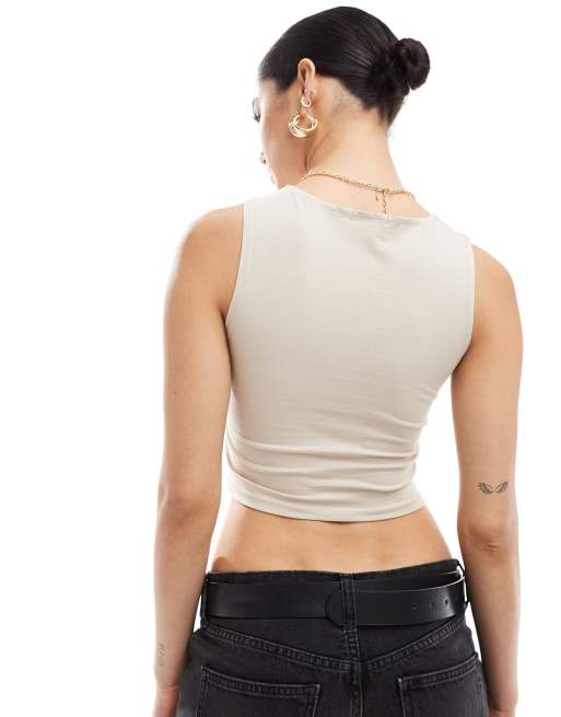 Stradivarius seamless tank top 2 pack in beige and black | ASOS