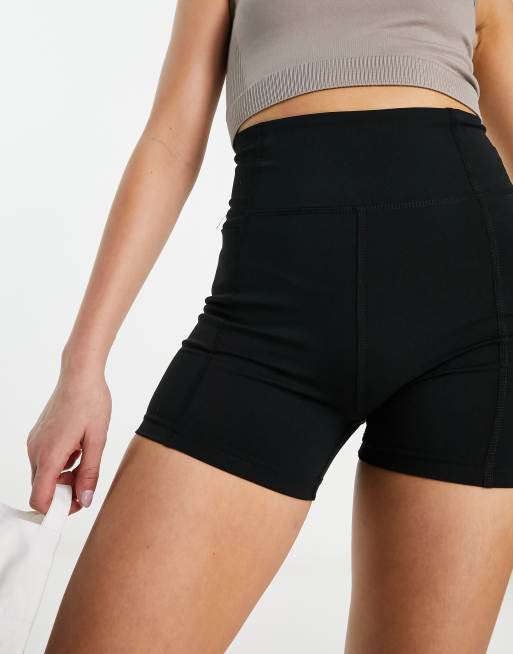 Stradivarius second skin hot pant shorts in black (part of a set)