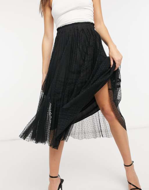 Stradivarius tulle skirt 2024 in black dots print