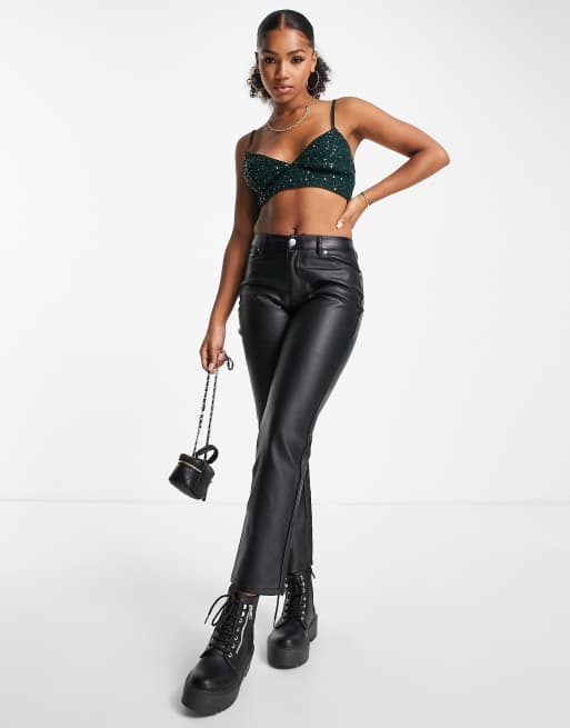 Pigment green faux-leather bralette, Icône