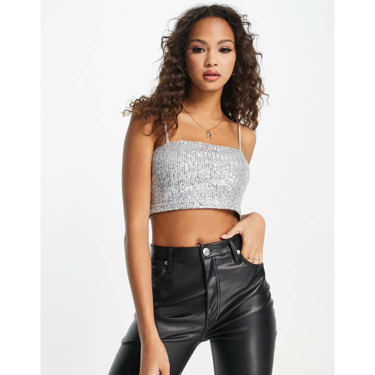 Asos silver store sequin top